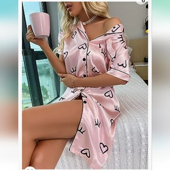 Women's Satin Sleep Shirt - Picture 2 of 4